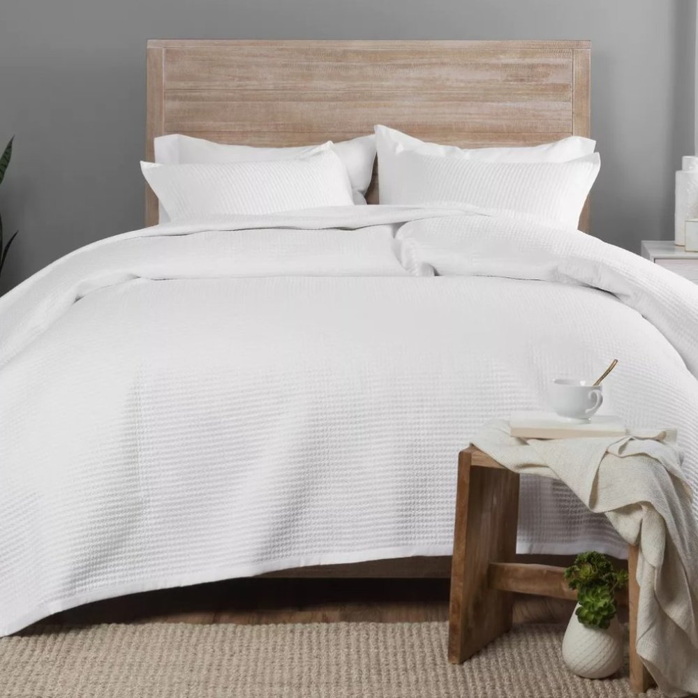 3pc King Pebble Coverlet Set White - Vue Elements